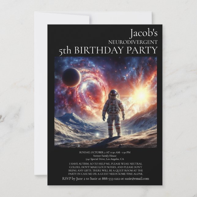 Neurodivergent Autiste Invitation de fête d'annive (Devant)