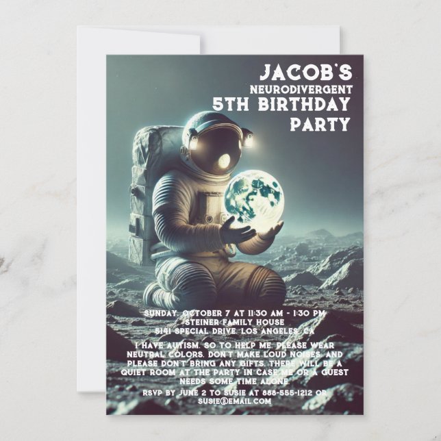 Neurodivergent Autiste Invitation de fête d'annive (Devant)