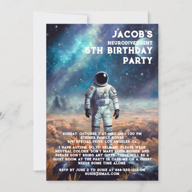 Neurodivergent Autiste Invitation de fête d'annive (Devant)