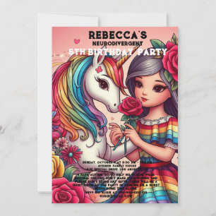 Neurodivergent Autiste Invitation de fête d'annive