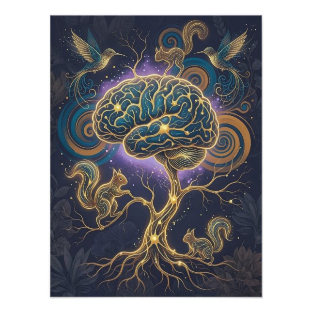 Neurodivergent Brain Tree Poster – Nature Art (Devant)
