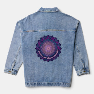 Neurodivergent Chaos Quote Neon Mandala Art Denim Jacket