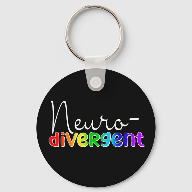 Neurodivergent | Neurodiversity Awareness Rainbow Keychain (Back)