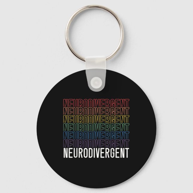 Neurodivergent Neurodiversity Rainbow Adhd Asd Keychain (Front)