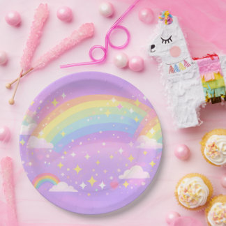 Neurodivergent Pastel Rainbow Party Paper Plate