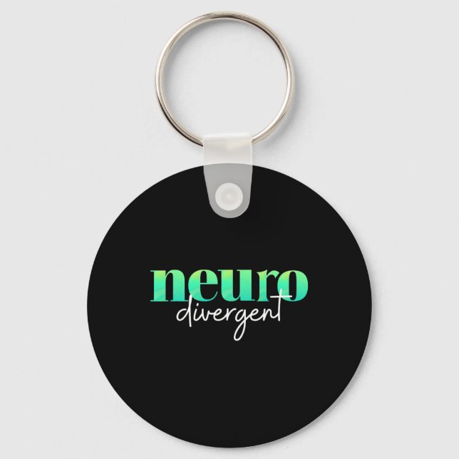 Neurodivergent Pride For Autism Adhd And Asd Aware Keychain (Front)