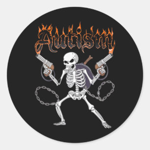 Neurodivergent Skeleton Warrior Autism Awareness  Classic Round Sticker