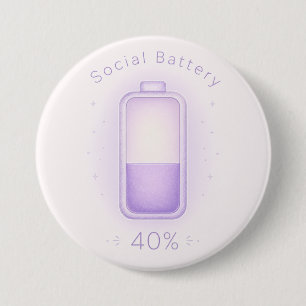 Neurodivergent Social Battery Autism ADHD AuDHD 3 Inch Round Button