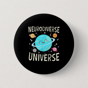 Neurodiverse planet space theme galaxy autism 2 inch round button