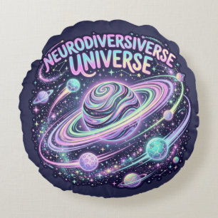 Neurodiverse Universe ADHD Autism Home Decor Round Pillow