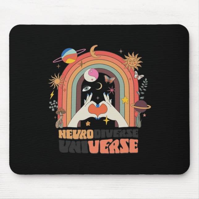 Neurodiverse Universe Celestial Retro Autism Aware Mouse Pad (Front)