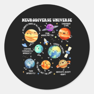 Neurodiverse Universe Neurodiversity Autism Awaren Classic Round Sticker