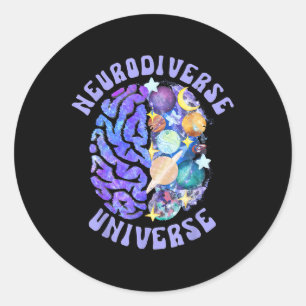 Neurodiverse Universe Neurodiversity Brain Adhd Aw Classic Round Sticker
