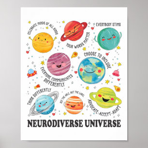 Neurodiverse Universe Planet Autism Awareness Supp Poster