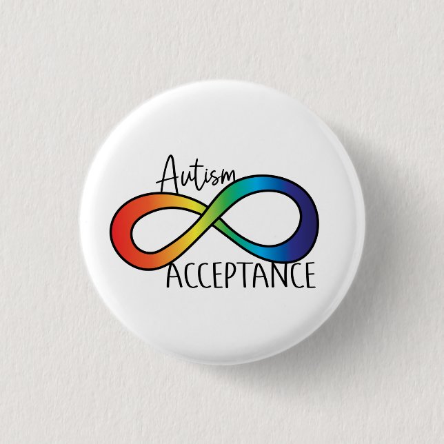 Neurodiversity Autism Acceptance Rainbow Button (Front)