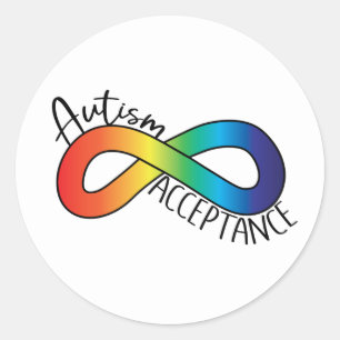 Neurodiversity Autism Acceptance Rainbow Button Classic Round Sticker