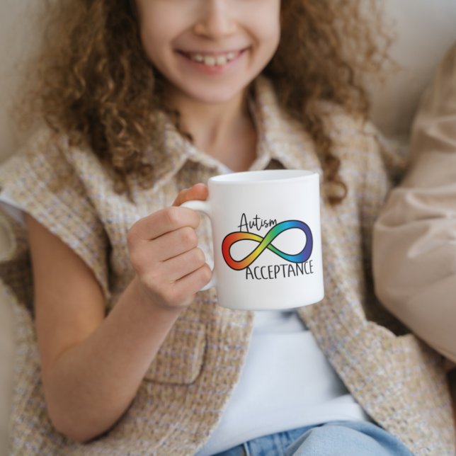Neurodiversity Autism Acceptance Rainbow Button Coffee Mug (Creator Uploaded)