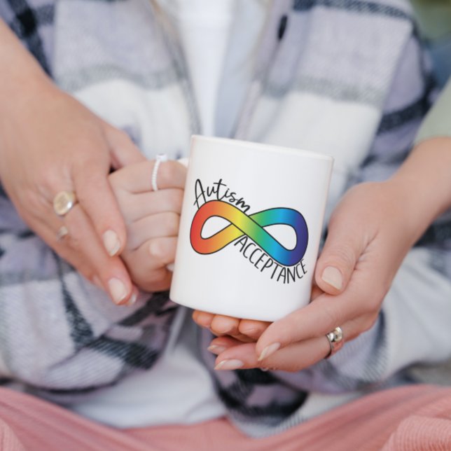 Neurodiversity Autism Acceptance Rainbow Button Coffee Mug (Creator Uploaded)