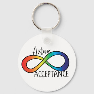 Neurodiversity Autism Acceptance Rainbow Button Keychain
