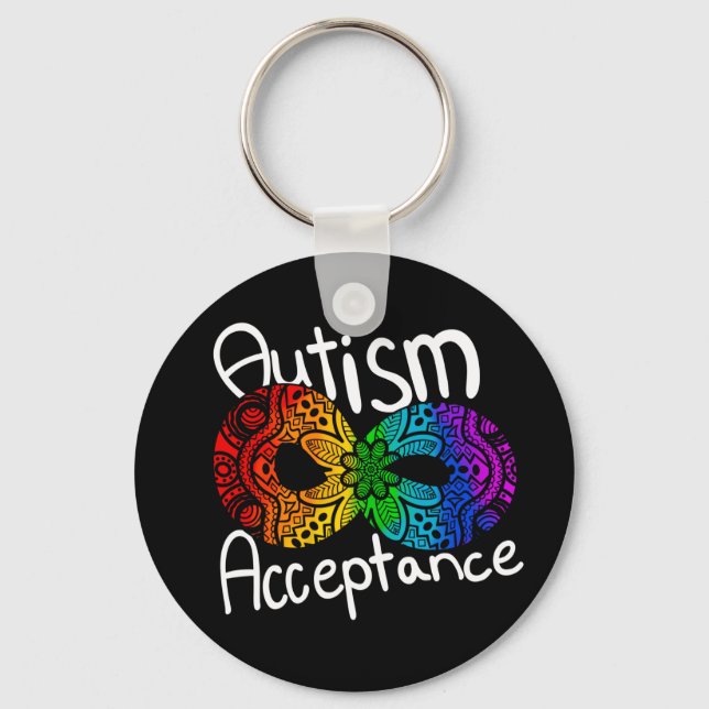 Neurodiversity Autism Acceptance Rainbow Keychain (Front)