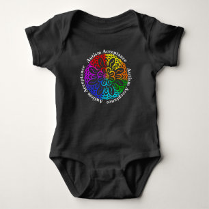 Neurodiversity Autism Acceptance Rainbow Mandala B Baby Bodysuit