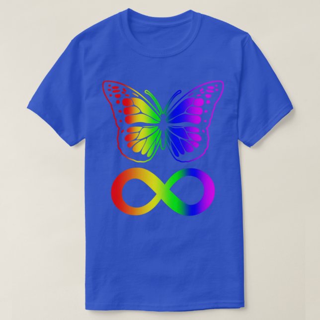Neurodiversity Autism ADHD Rainbow Butterfly T-Shirt (Design Front)