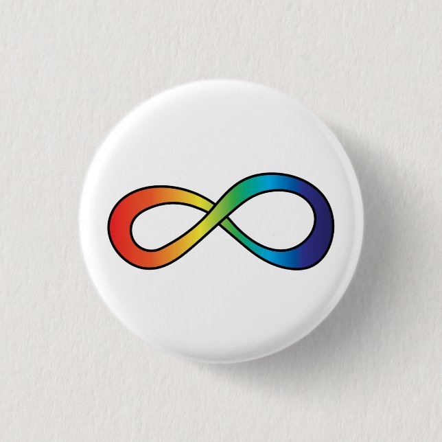 Neurodiversity Autism Awareness Acceptance Rainbow 1 Inch Round Button (Front)
