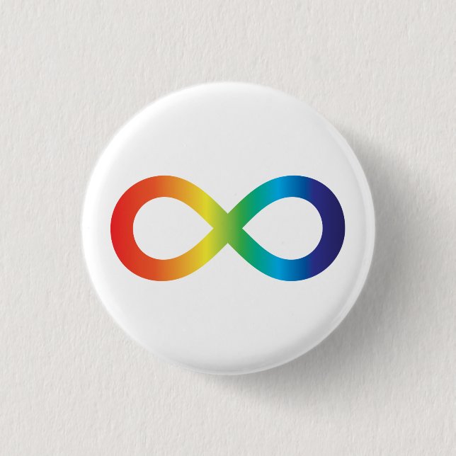 Neurodiversity Autism Awareness Acceptance Rainbow 1 Inch Round Button (Front)