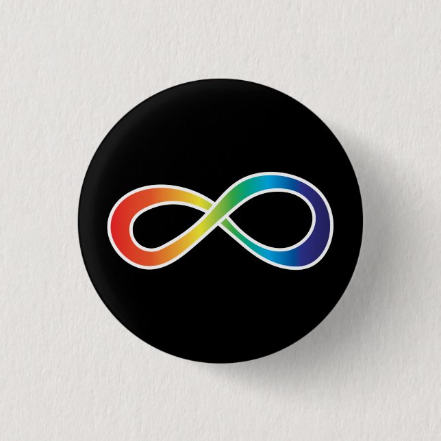 Neurodiversity Autism Awareness Acceptance Rainbow 1 Inch Round Button (Front)
