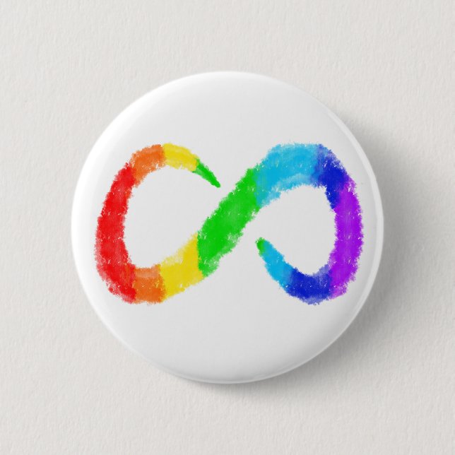 Neurodiversity Autism Awareness Acceptance Rainbow 2 Inch Round Button (Front)