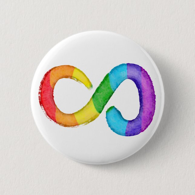Neurodiversity Autism Awareness Acceptance Rainbow 2 Inch Round Button (Front)