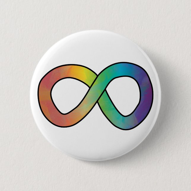 Neurodiversity Autism Awareness Acceptance Rainbow 2 Inch Round Button (Front)