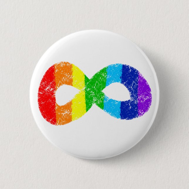 Neurodiversity Autism Awareness Acceptance Rainbow 2 Inch Round Button (Front)