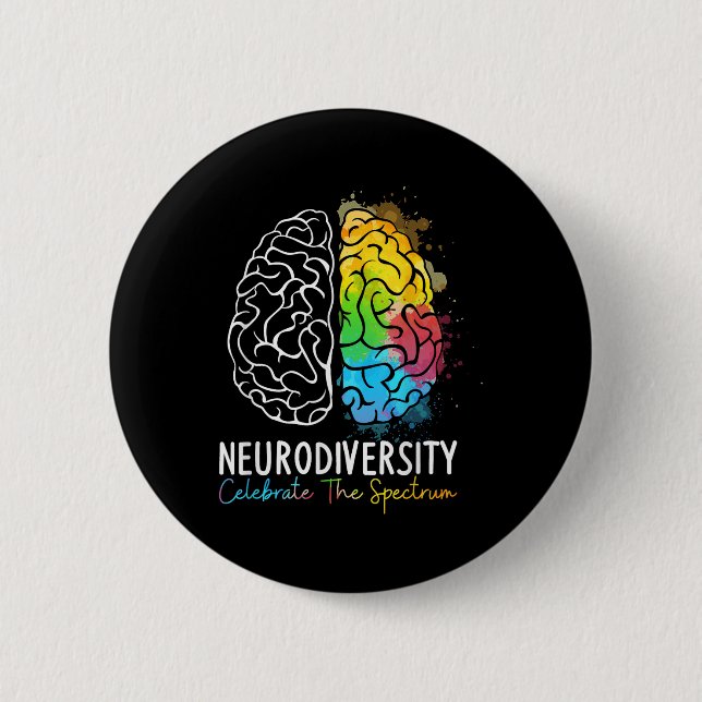 Neurodiversity - Autism Spectrum Asd Adhd Rainbow 2 Inch Round Button (Front)
