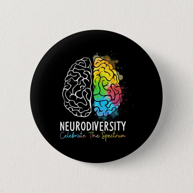 Neurodiversity - Autism Spectrum Asd Adhd Rainbow  2 Inch Round Button (Front)