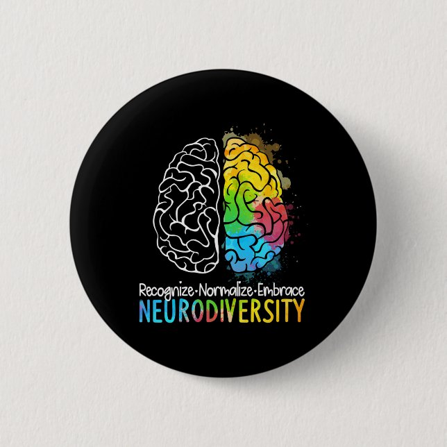 Neurodiversity Autism Spectrum Asd Adhd Rainbow Br 2 Inch Round Button (Front)