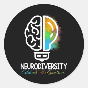 Neurodiversity Autism Spectrum Asd Adhd Rainbow Br Classic Round Sticker