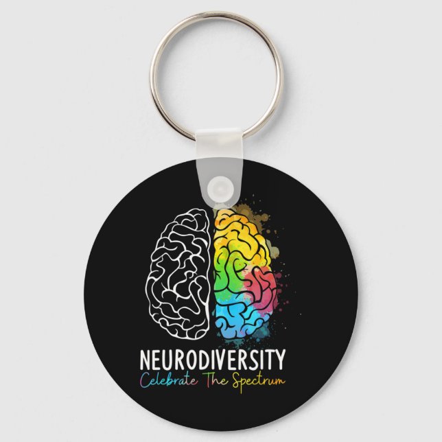 Neurodiversity Autism Spectrum ASD ADHD Rainbow Br Keychain (Front)