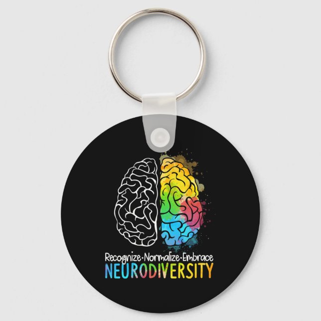 Neurodiversity Autism Spectrum Asd Adhd Rainbow Br Keychain (Front)