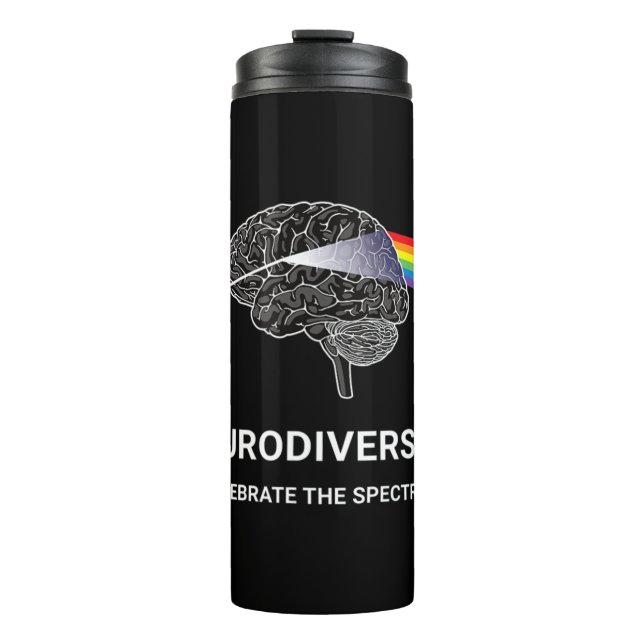 Neurodiversity Autism Spectrum ASD ADHD Rainbow Br Thermal Tumbler (Front)