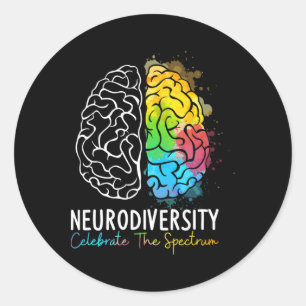 Neurodiversity - Autism Spectrum Asd Adhd Rainbow  Classic Round Sticker
