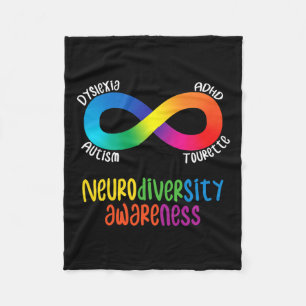 Neurodiversity Awareness Adhd Autism Dyslexia Tour Fleece Blanket