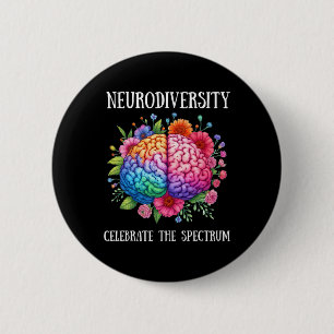 Neurodiversity Brain Adhd Awareness Asd Autism  2 Inch Round Button