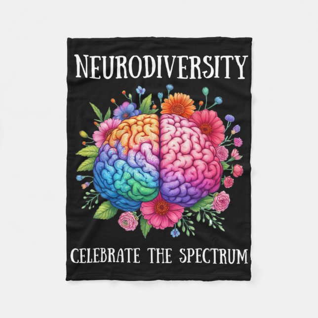 Neurodiversity Brain Adhd Awareness Asd Autism  Fleece Blanket (Front)