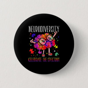 Neurodiversity brain asd adhd autism awareness 2 inch round button