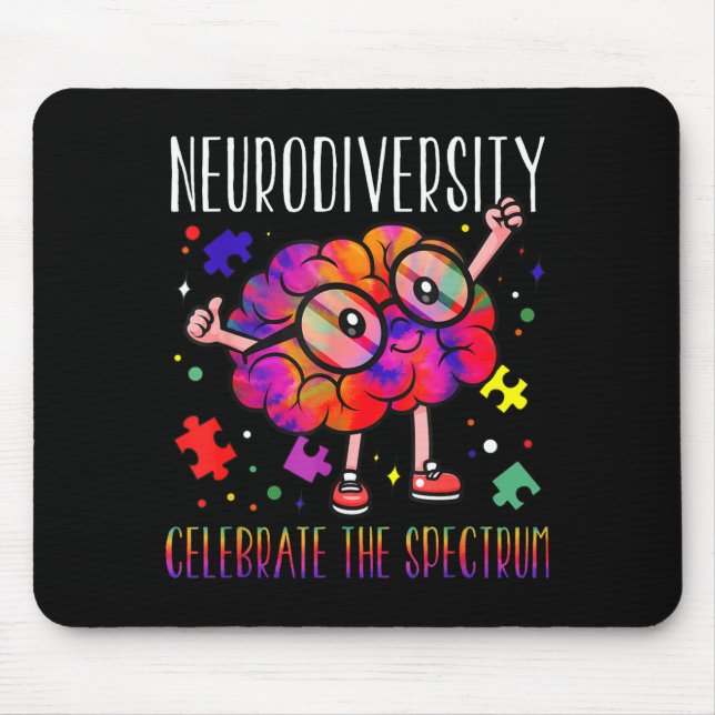 Neurodiversity brain asd adhd autism awareness mouse pad (Front)