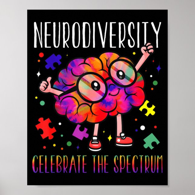 Neurodiversity brain asd adhd autism awareness poster (Front)