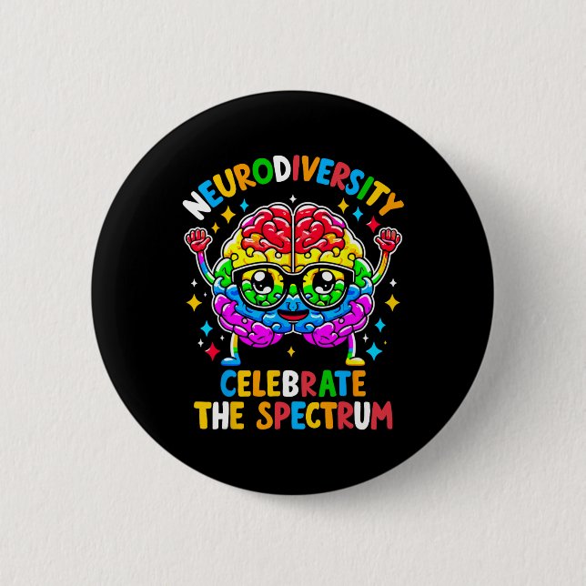 Neurodiversity Brain Autism Awareness  2 Inch Round Button (Front)