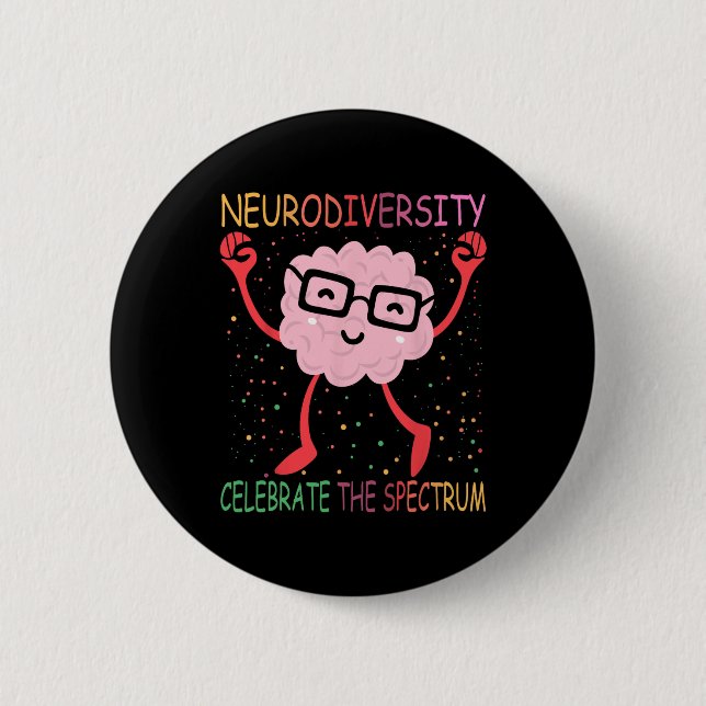 Neurodiversity Brain Autism Awareness Asd Adhd Men 2 Inch Round Button (Front)