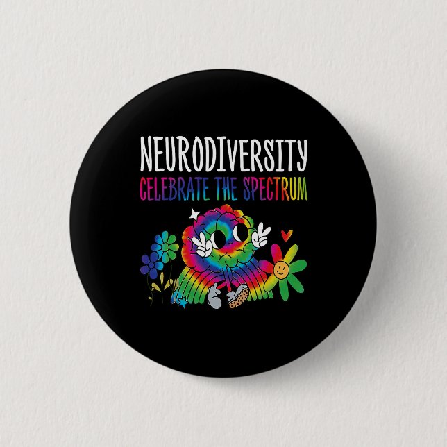 Neurodiversity Brain Autism Awareness Asd Adhd Men 2 Inch Round Button (Front)